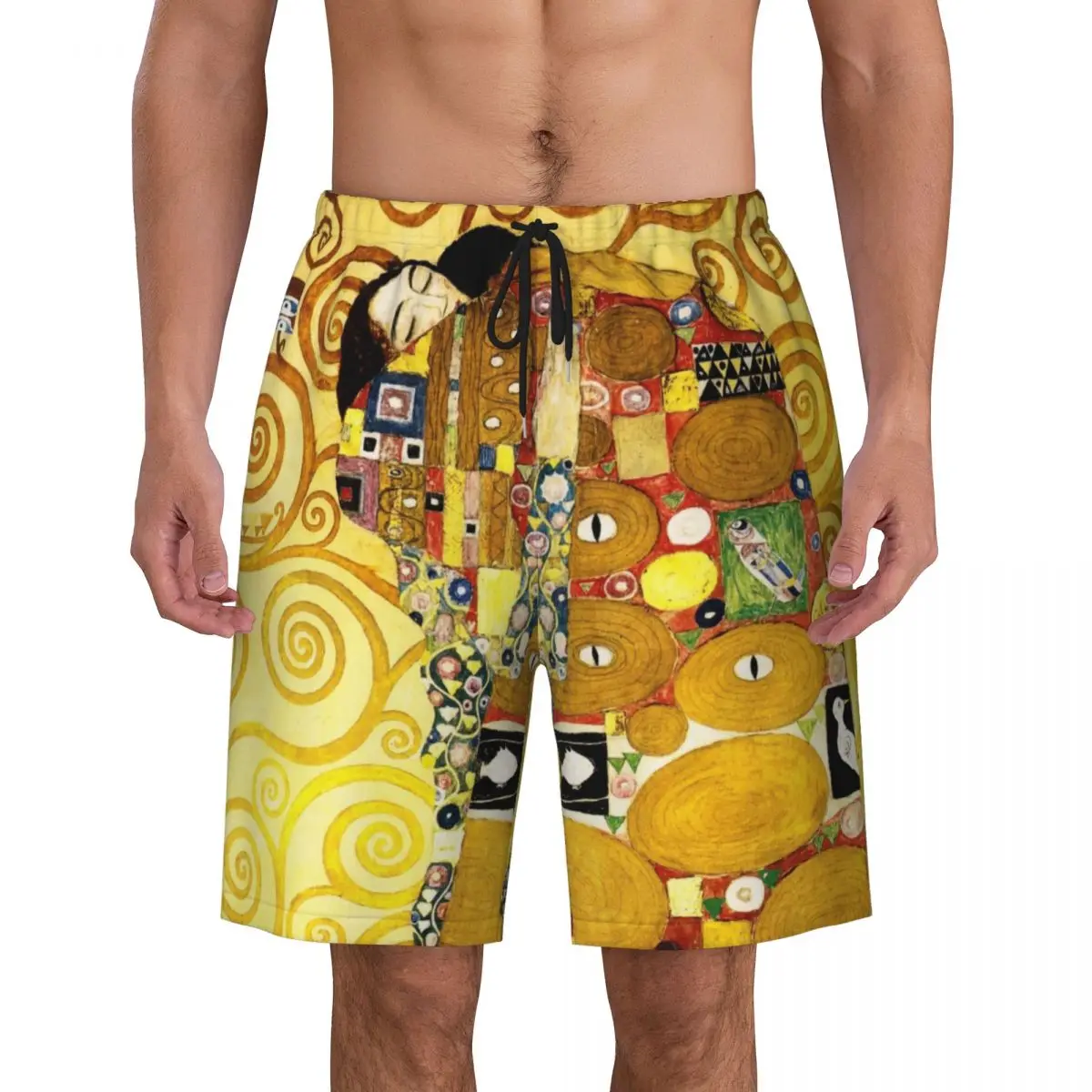 Custom Gustav Klimt The Embrace Costume Da Bagno Uomo Quick Dry Board Shorts Pittura Art Costumi Da Bagno Boardshorts