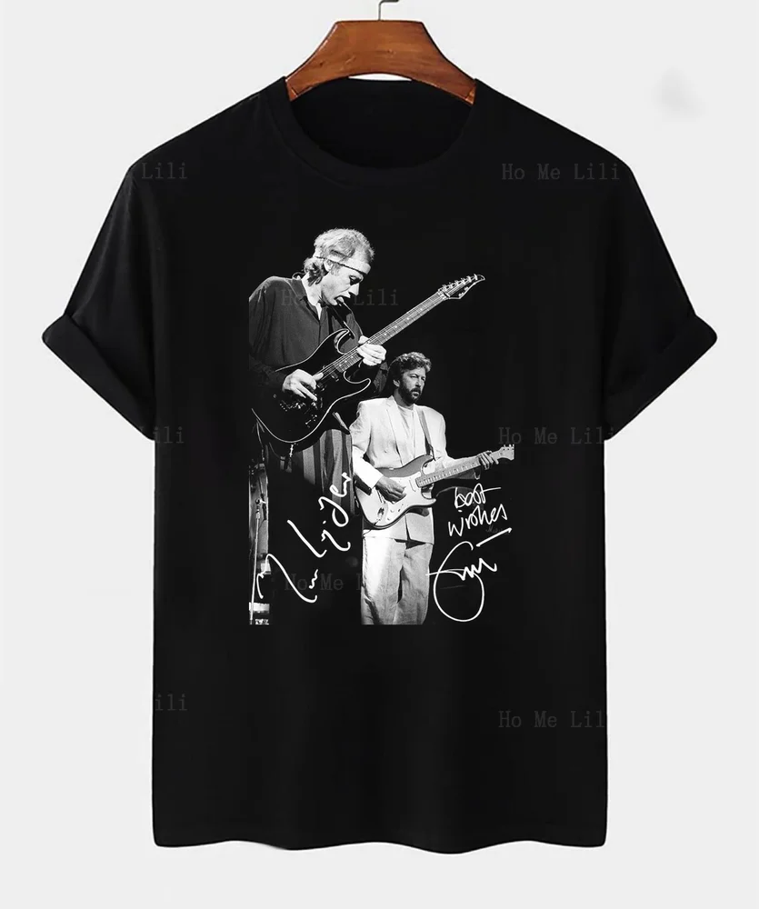 Abbigliamento Uomo Eric Clapton Mark Knopfler Firmato Uomo Nero Tee Tutte Le Taglie S-6Xl