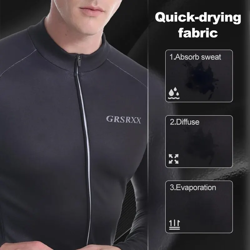 Cycling Jersey GRSRXX Cycling Jerseys Men Long Sleeve Cycling Fall Winter MTB Road Bike Riding Garment Breathable Road Bicycle Sportswear