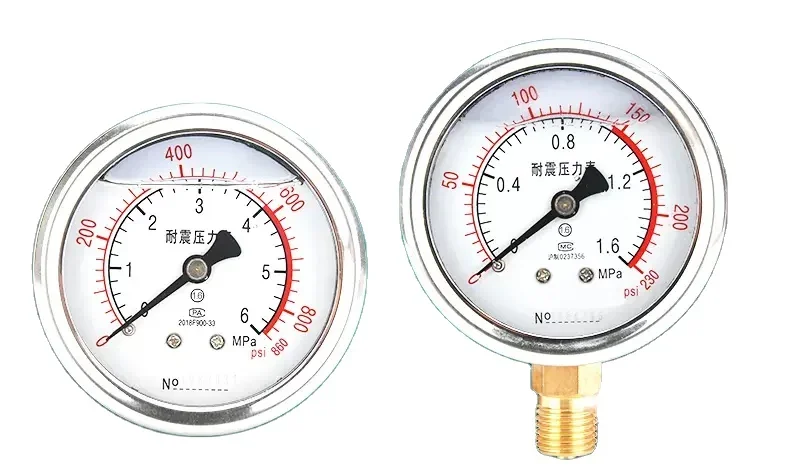 유압 도구 고압 충격 방지 압력 게이지 0-100mpa 1000kg 충격 방지 압력 게..