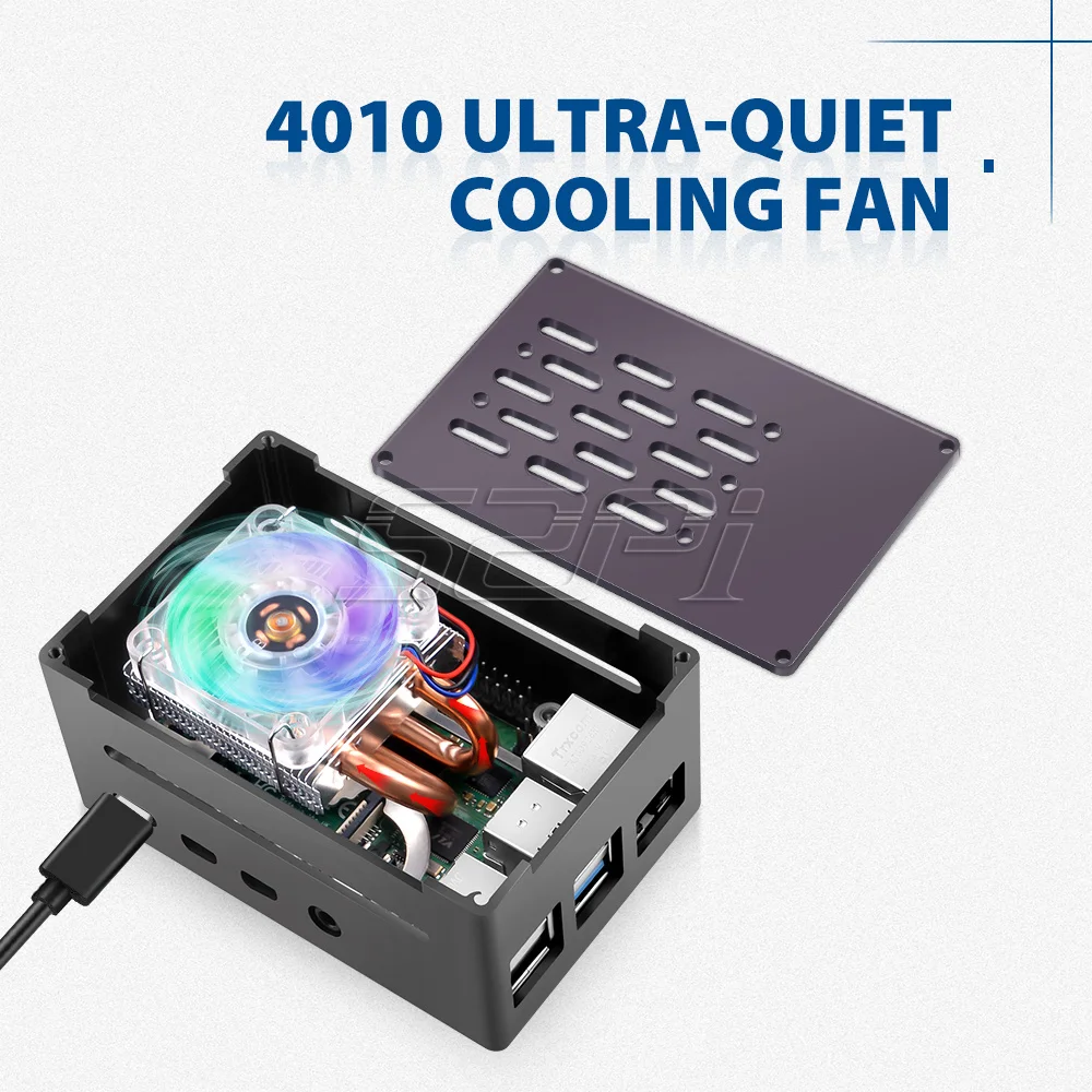 Tijolo de Alumínio para Raspberry pi Modelo b Black Enclosure Shell Low-profile Ice Tower Ventilador de Refrigeração para Rpi 4b 52pi Case de - Imagem 4