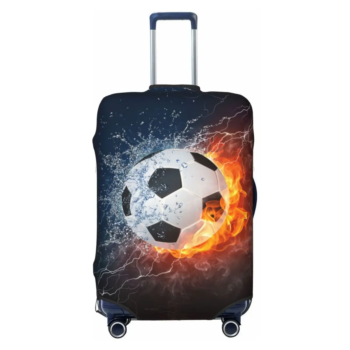 Soccer In Fire And Water Luggage Cover Elastic Football Travel Suitcase Protective Covers Fits 18-32 Inch