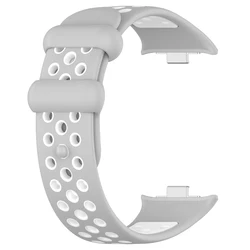 Silicone Replacement Strap for Smartwatches - Soft Wristband Belt (Grey White)