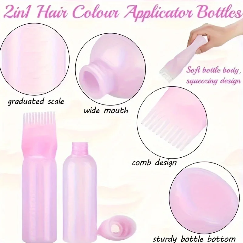 120ml 4.06oz Hair Dyeing Bottle Squeeze Applicator Bottle Oil Plastic Hair Dye Coloring Hairdressing Styling Tool
