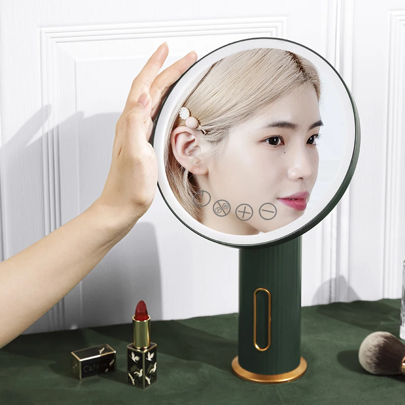 3 Color LED Vanity LED Makeup Mirror, Vanity Mirror with Light, Portable Travel USB Rechargerable Mirror, Touch Screen Dimming