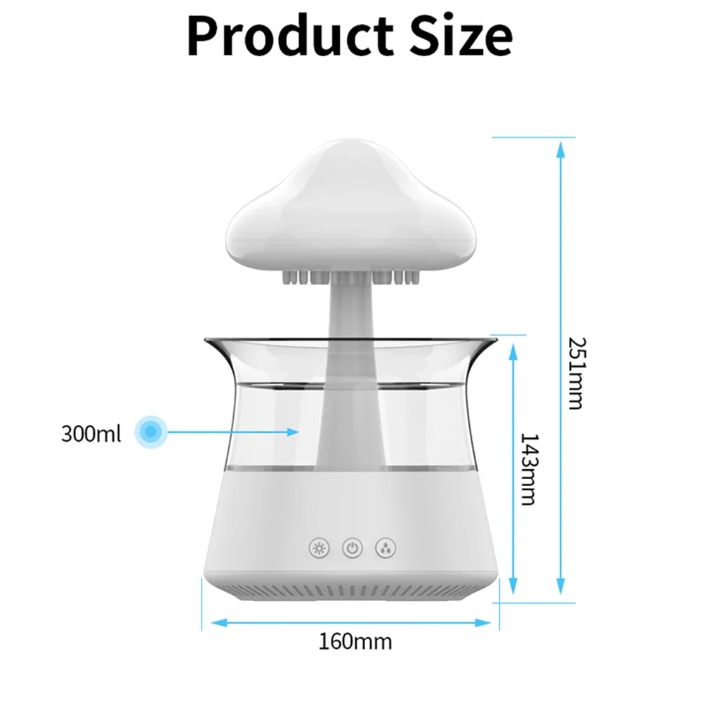 Mushroom Rain Electric Aroma Diffuser Colorful Night Light Mini Water Diffuser Moisturize Skin Home Decor for Bedroom Kids Room