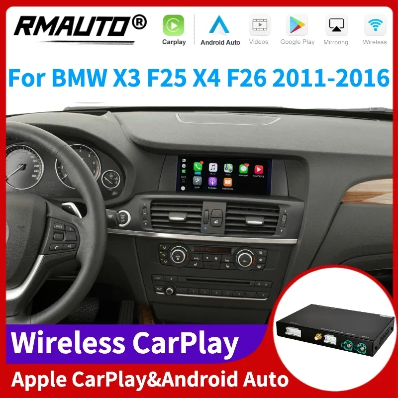 

RMAUTO Wireless Apple CarPlay NBT CIC System for BMW X3 F25 X4 F26 2011-2016 Android Auto Mirror Link AirPlay Camera Body Kit