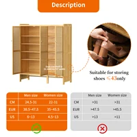 Bamboo Shoes Rack Organizer Cabinet with Doors and 6 Tiers Shelves for for Entryway Hallway 4