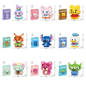 Disney Stitch LinaBell StellaLou Building Blocks Cartoon  Character Assembled Model building block Dolls Toys Children Gifts