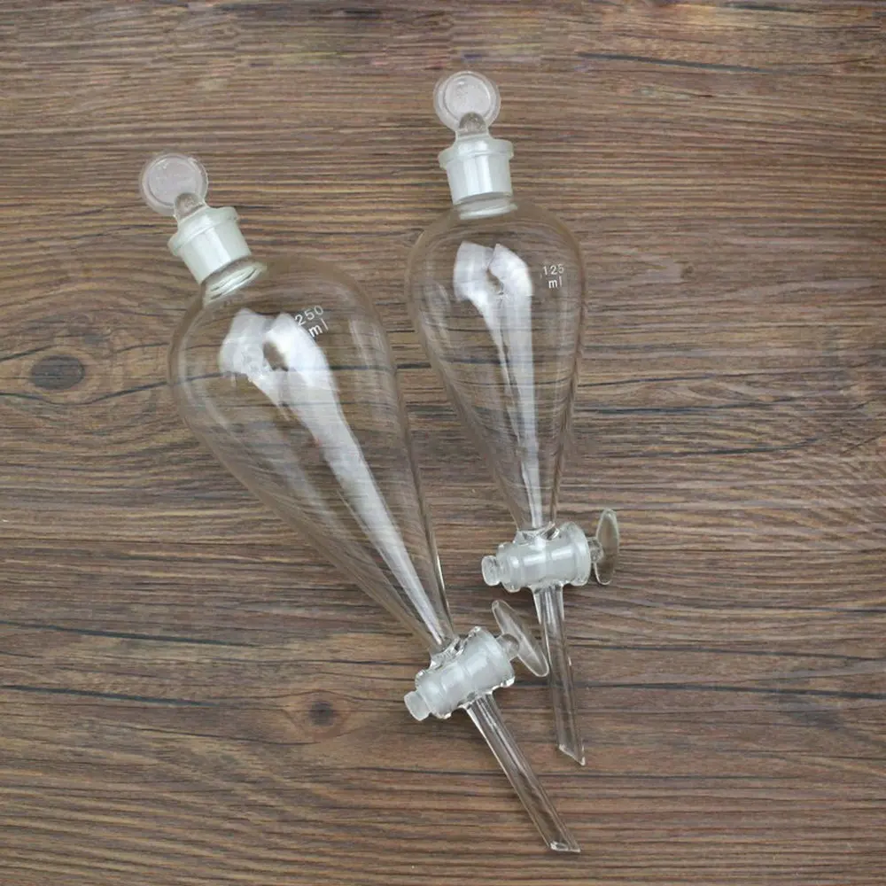 Laboratory 60 to 1000ml Glass Pear-Shaped Separatory Funnel Dropping funnel Used to Eurify Essential Oil Chemical Experiment