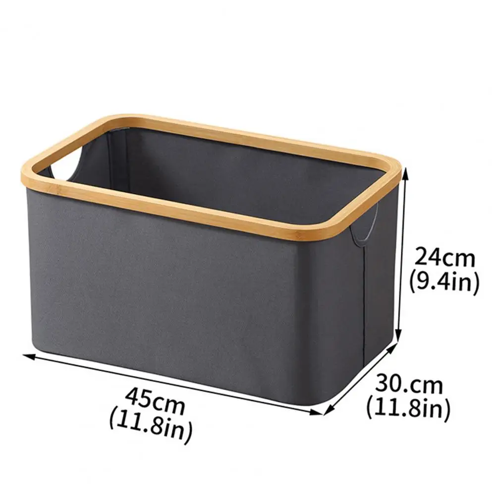 Morden Bamboo Frame Storage Basket Fabric Storage Cube Foldable Storage Basket With Capacity Stable Structure Organizing Toys 6