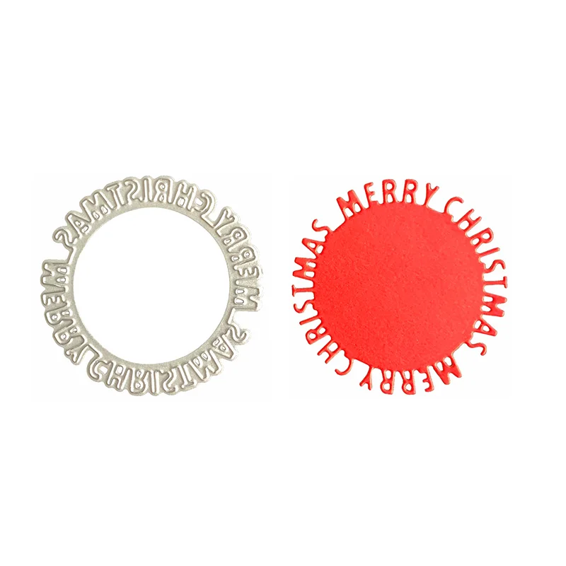 

Four Circle Christmas Holiday Letters Metal Cutting Dies for DIY Scrapbooking and Card Making Decor Embossing Craft Die Cut