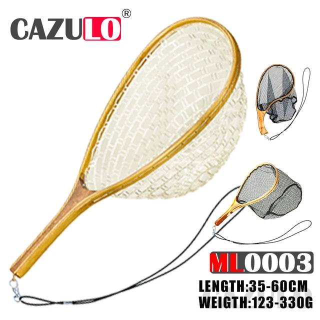 Fly Landing Fishing Net Rubber Nylon Nets Wooden Handle Catch Release  Accesorios De Peche A La Carpe Fish With Lanyard Equipment - AliExpress