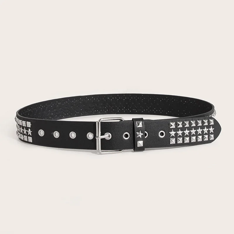 Punk Y2k Pu Star Studded Belt For Women Men Gothic Waist