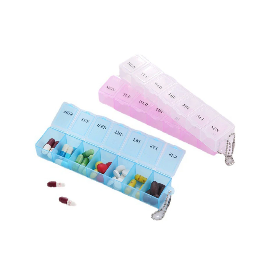 7 Days Weekly Pill Box Colorful Tablet Holder Storage Case For Medicine Button Open Drug Container Mini Box Pill Organizer