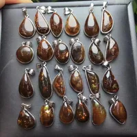 Unit One Piece 925 Silver Buckle With Creative Natural Mexico Fire Agate Crystal Healing Random Shape Pendant Fashion For Gift 2