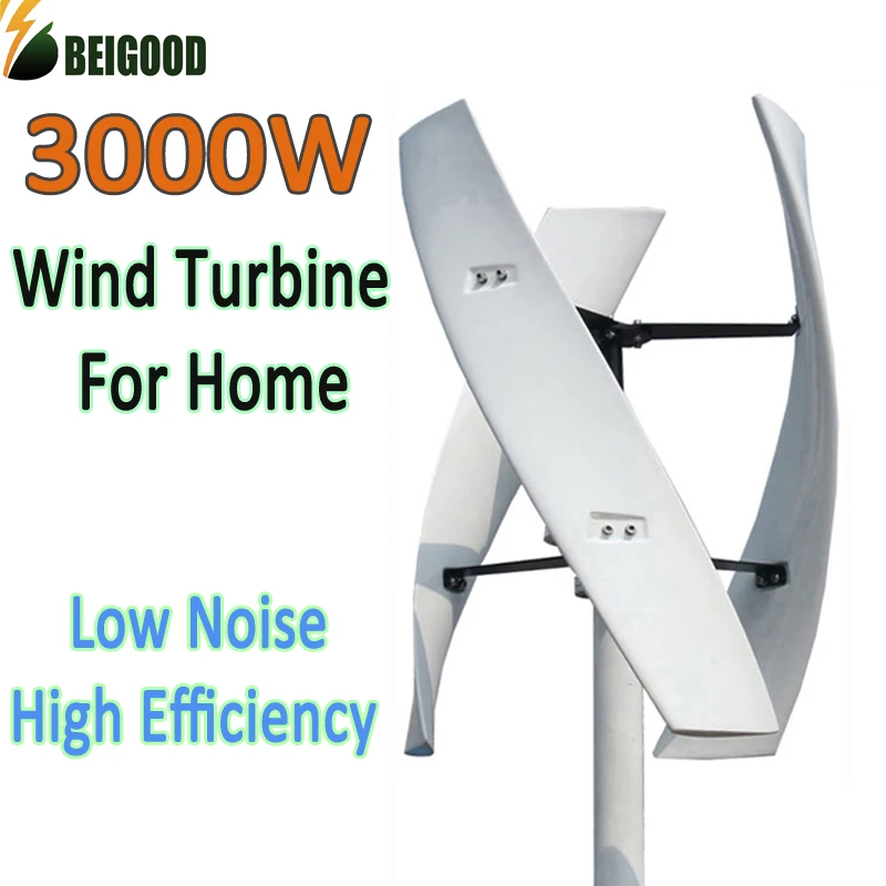 

BeiGood Vertical Axis Wind Turbine 3000W 150RPM Wind Generator 3KW 48V 96V 220V Low Noise Windmill for Home Boat Farm