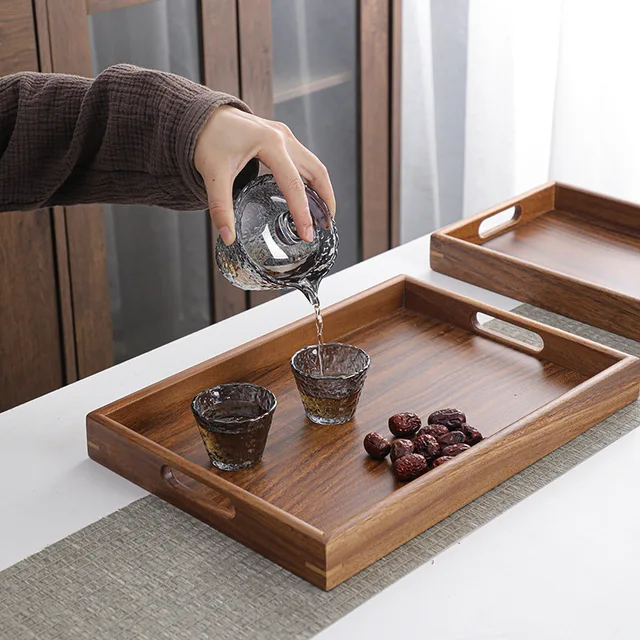 Fa Tálcák Természetes Tea Tálca Étel Tányér Tál Dekoratív Gyümölcs Snack Kávé Reggeliző Konyhai Kiegészítők - Image 3