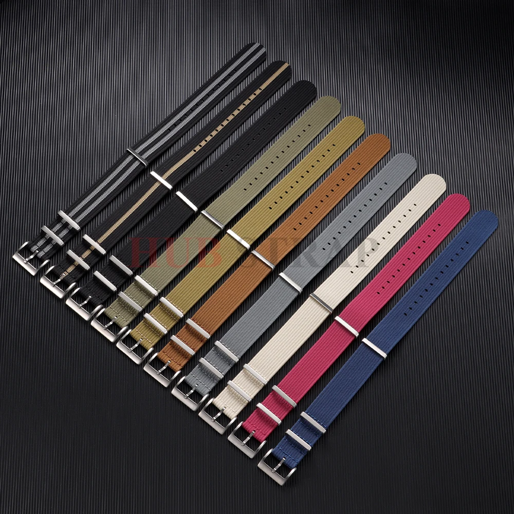 Ribbed Nylon Watch Band - Comfortable, Washable Military-Style Strap for Men & Women