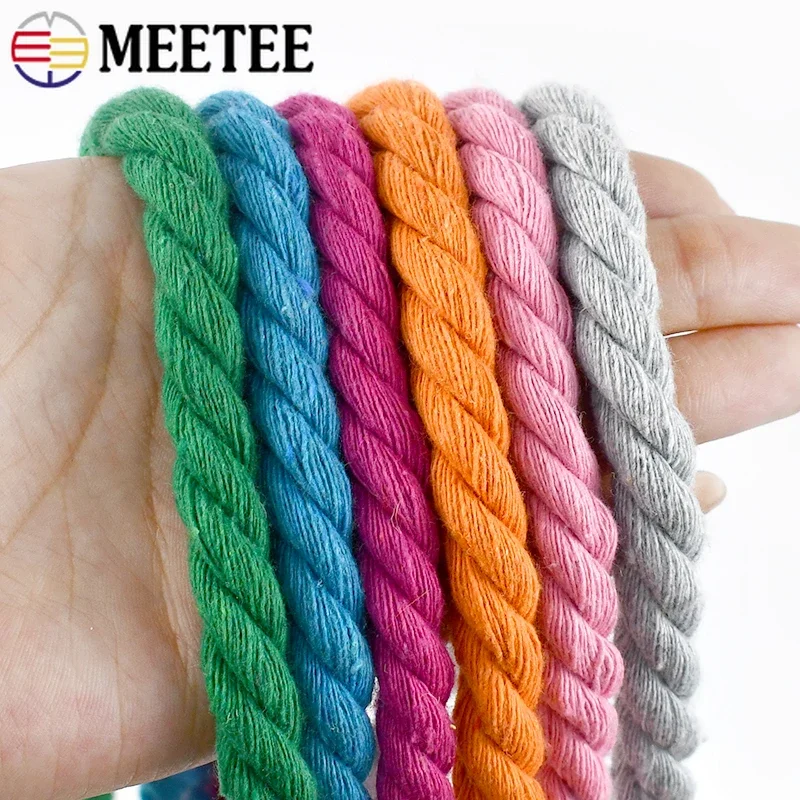 Cotton Ropes For Bag 3 Shares Twisted Cords Handbag Drawstring Rope Cord Handmade DIY Sewing Accessories 2/5/10M 10mm