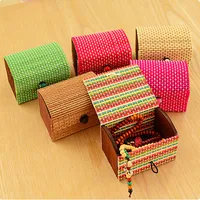 Bamboo Wooden Jewery Storage Box Ring Necklace Earrings Storage Boxes Jewelry Case Organizer 2