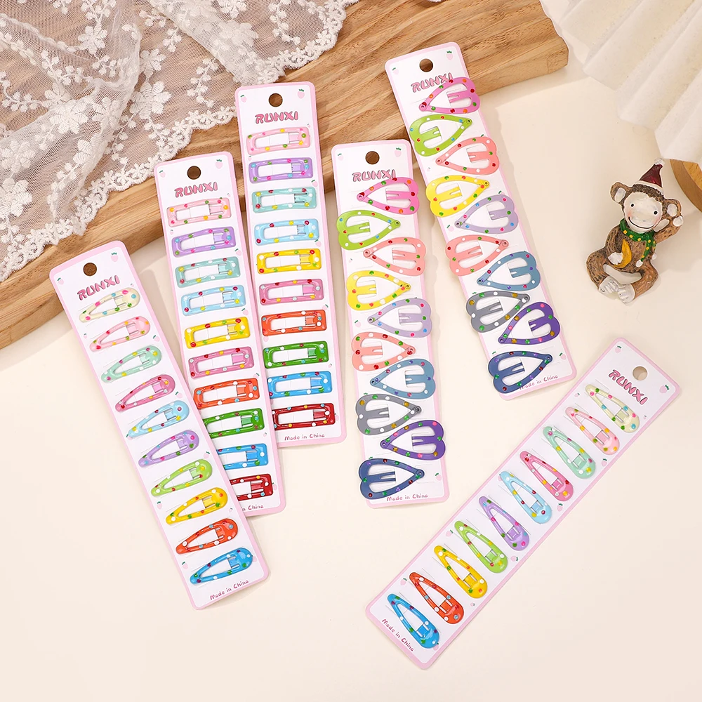10 Teil/los Ins 2,2 zoll Blume Drucken Baumwolle Legierung Haar Bogen Snap Clips Set Stoff Plaid Bobby Haarnadeln Grips mädchen Kinder Kopfbedeckungen – Detail 21