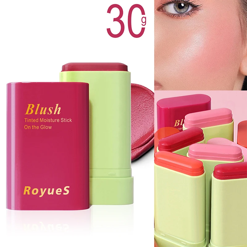 

Powder Blusher Stick Pink Red Orange Waterproof Peach Rouge Face Pigment Multi-functional Natural Nude Eyes Cheek and Lip Tint