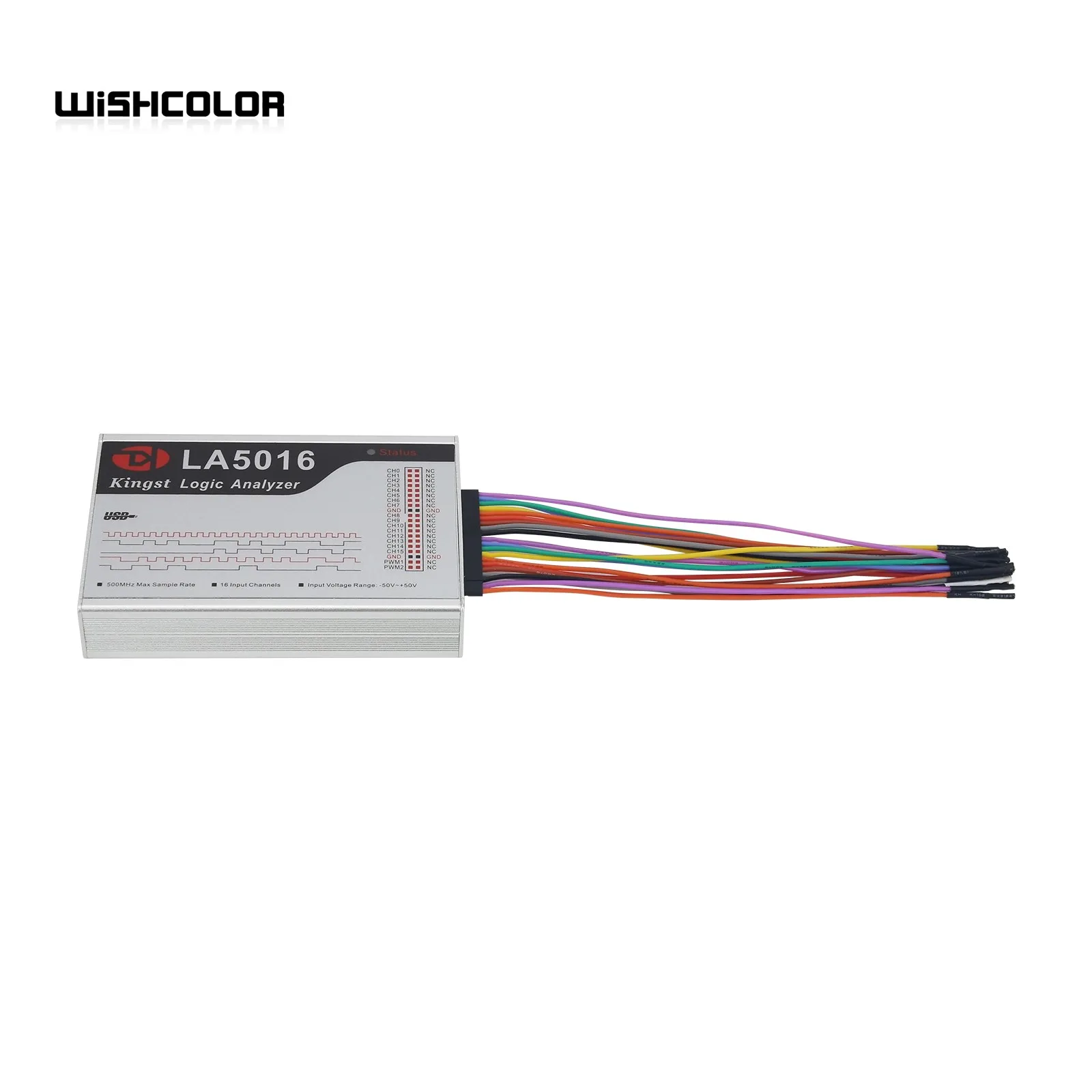 Wishcolor USB 로직 분석기, 16 채널 최대 샘플링 속도 500M, 10G 깊이 조절 가능 PWM 출력, LA5016