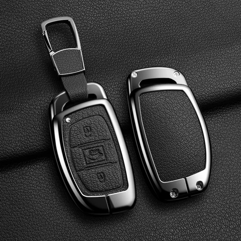 Zink-legierung Leder Auto Schlüssel Fall Abdeckung Für Hyundai Tucson Santa Fe Rena Sonata Elantra Creta Ix35 Ix45 I10 i30 I40 Zubehör – Detail 11