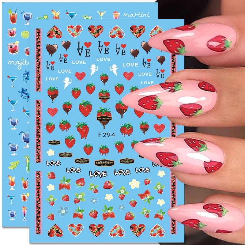 Summer Lemon Nail Stickers Fruit Strawberry Pineapple Nail Decals