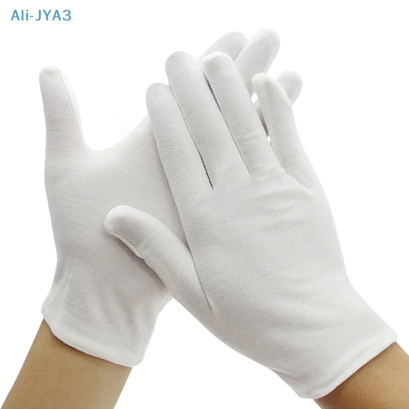 

1 Pairs New Full Finger Men Women Etiquette White Cotton Gloves Waiters/Drivers/Jewelry/Workers Mittens Sweat Absorption Gloves