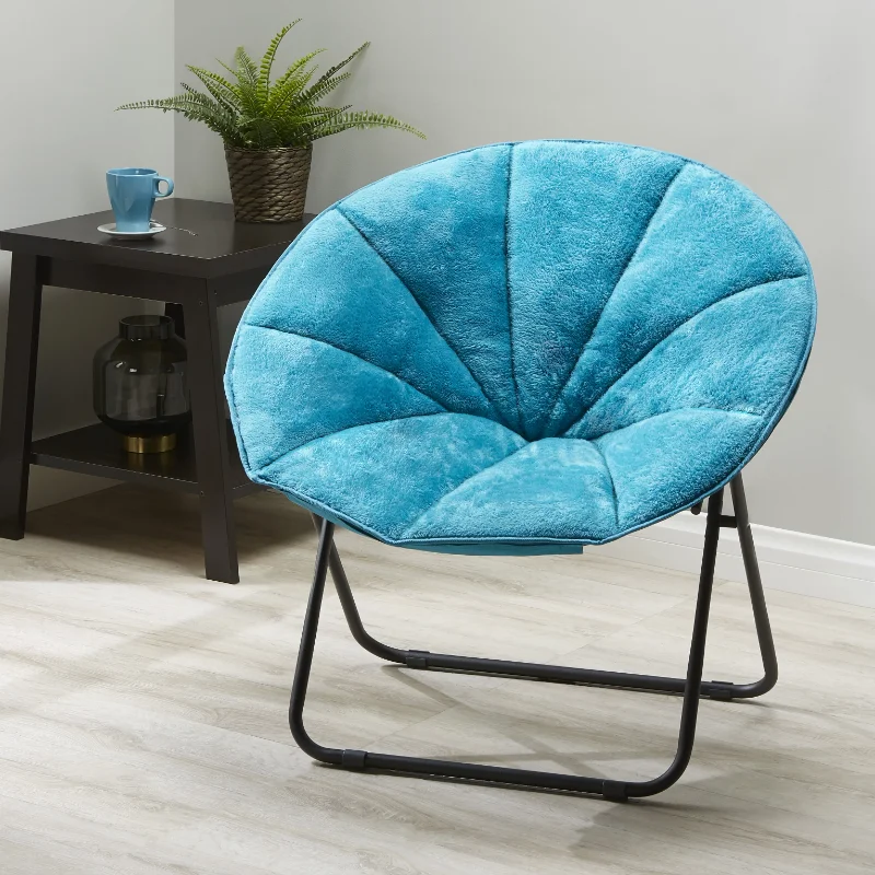 

Children Plush Saucer Chair Round Seat with Plush Faux Fur Cushion Powder-coated Metal Frame with Soft Cushion