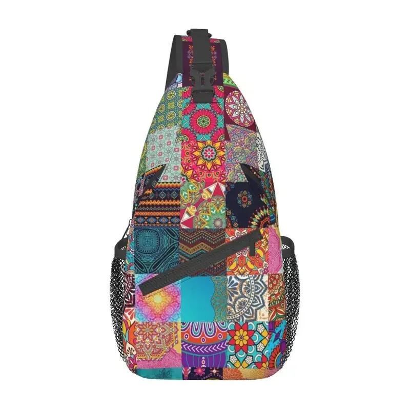 

African Patchwork Ethnic Print Sling Bag for Cycling Camping Men Africa Ankara Pattern Chest Crossbody Backpack Shoulder Daypack