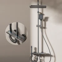 Space Aluminum Shower Set Gray Shower System Set Digital Display Piano Button With Ambient Light Bathroom Faucets Shower Head 1