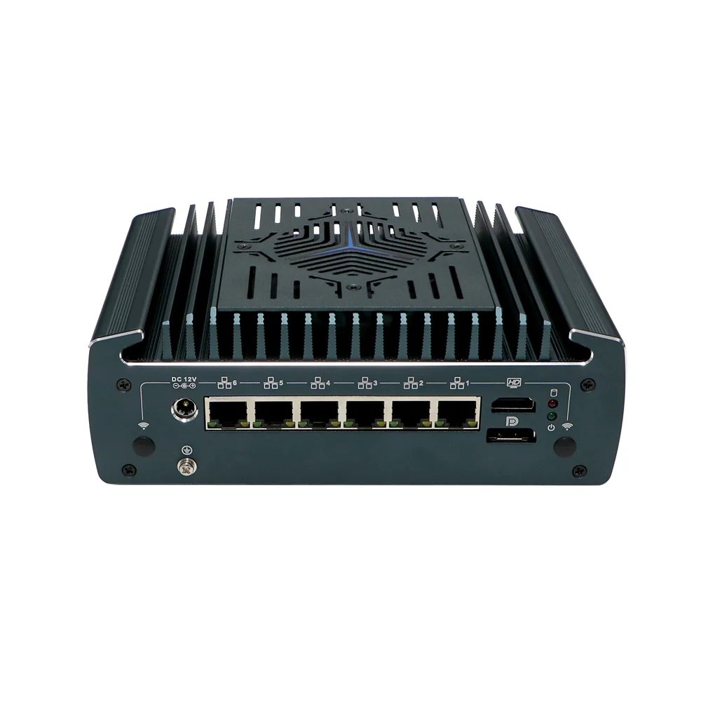 HUNSN Micro Firewall Appliance, RX14,Mini PC, VPN, Router PC, AES-NI, 6 x 2.5GbE I225-V B3, HDMI, DP, COM, Nano SIM Slot, TPM2.0