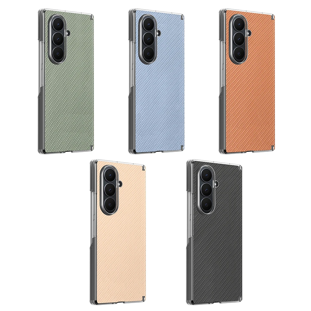 Premium Carbon Fiber Texture Shockproof Phone Case with Dual Hinge Protection