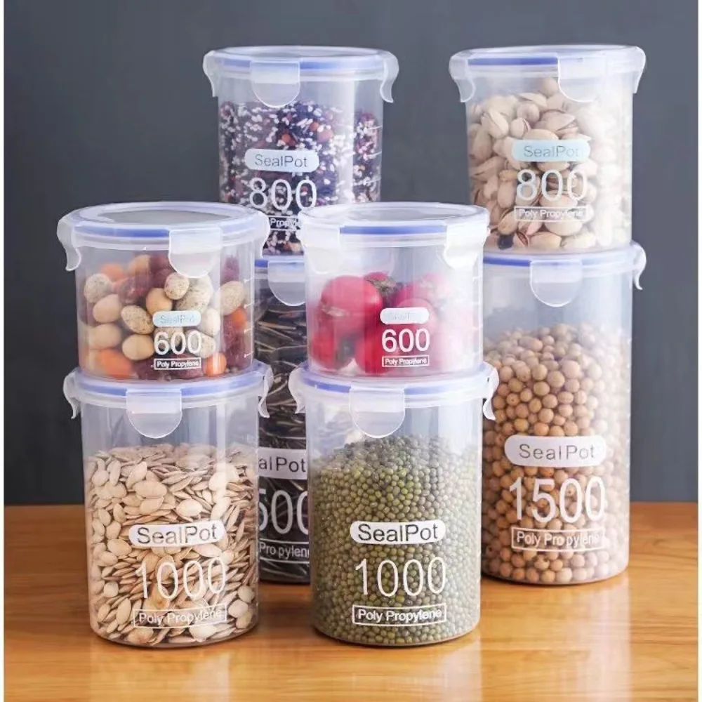 Sealed Kitchen Food Storage Canisters Transparent Large Capacity Grain Fresh Preservation Box with Scale Plastic 3