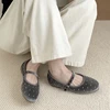 Rivet Decor Velvet Mary Janes Shoes Women Round Toe Elegant Ballet Flats Shoes Ladies Buckle Strap Spring Autumn Loafers New 6