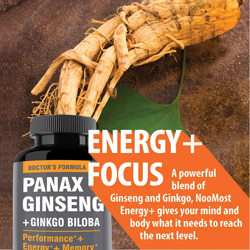 Ginseng + Ginkgo Biloba Extract Capsules Help Improve Energy Vitality Anti-aging Memory Brain Vision Health ginseng supplement,ginkgo biloba supplement
