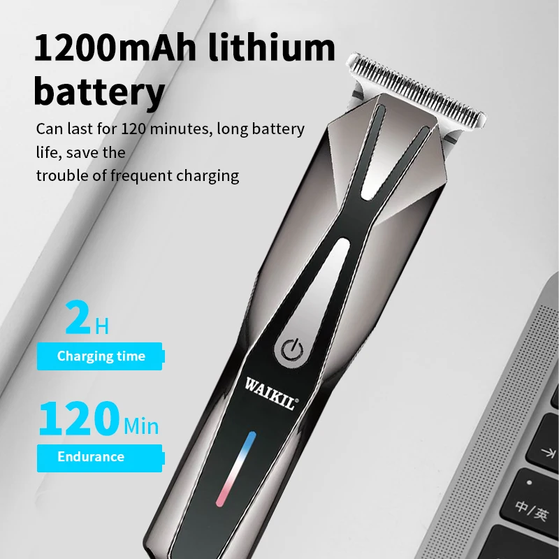 WAIKIL Professional men's hair clipper professional machine clipper USB rechargeable electric scissors Cordless hair trimmer 6