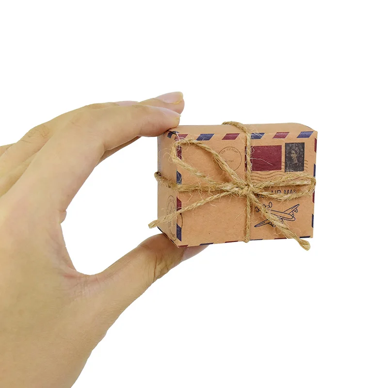 10P Mini Suitcase Candy Boxes with Rope Travel Theme Stamp Decor Kraft Paper Drawable B... - SKU MSCB1140 - UGI Packaging