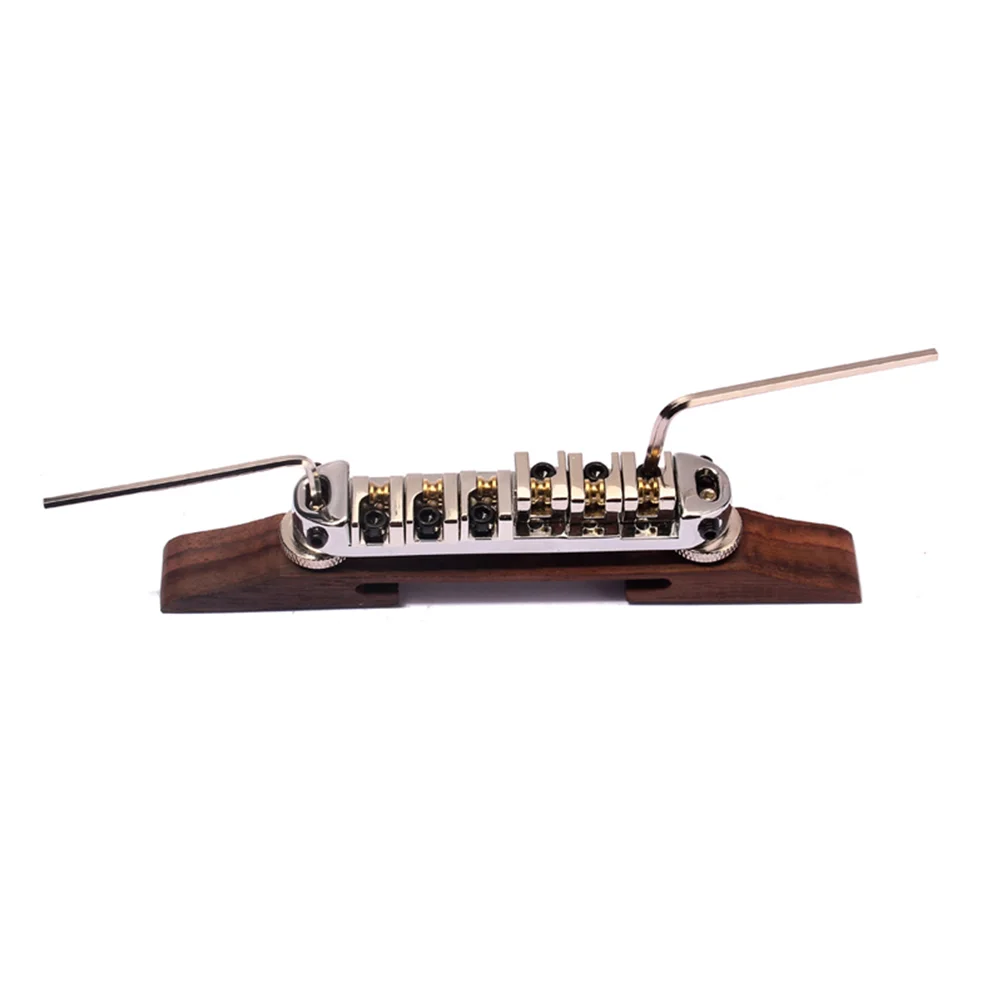 

Archtop Jazz Guitar Bridge with Roller Saddles Rosewood Guitar Accessories Rosewood Bridge Musical Instruments Silver B-21