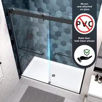 Shower Door, 56-60 "W X 74 "H, Double Sliding Doors, Tempered Glass, Reversible Installation, Bathroom Glass Shower Door 2