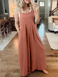SUMMER SALE-PLUS SIZE WIDE LEG OVERALLS JUMPSUIT Overalls Elegant Jumpsuits Romper Casual Vintage Ladies Short Pants Cotton
