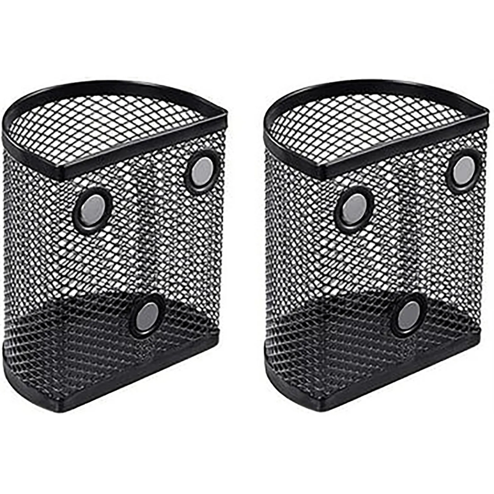 2/4/6 Pcs Magnetic Pencil Holder, Black Semicircle Metal Mesh Locker Organizer, Suitable For School, Work, Home Desktop Supplies 6