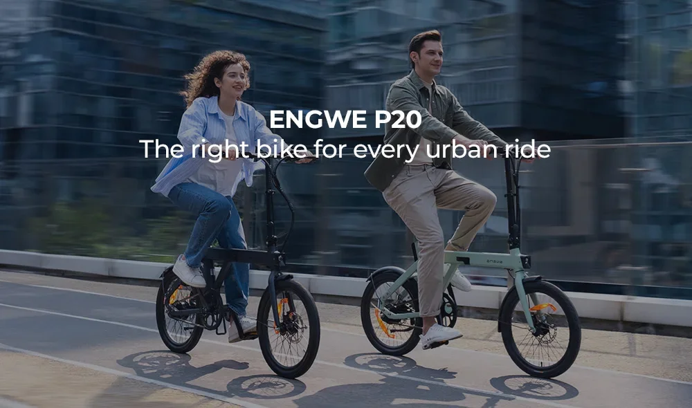 ENGWE P20 Folding Electric Bike, 250W Silent Motor 36V 9.6A Battery, 20*1.95'' Tires City Ebike, 25km/h Max SpeedmDisc Brakes