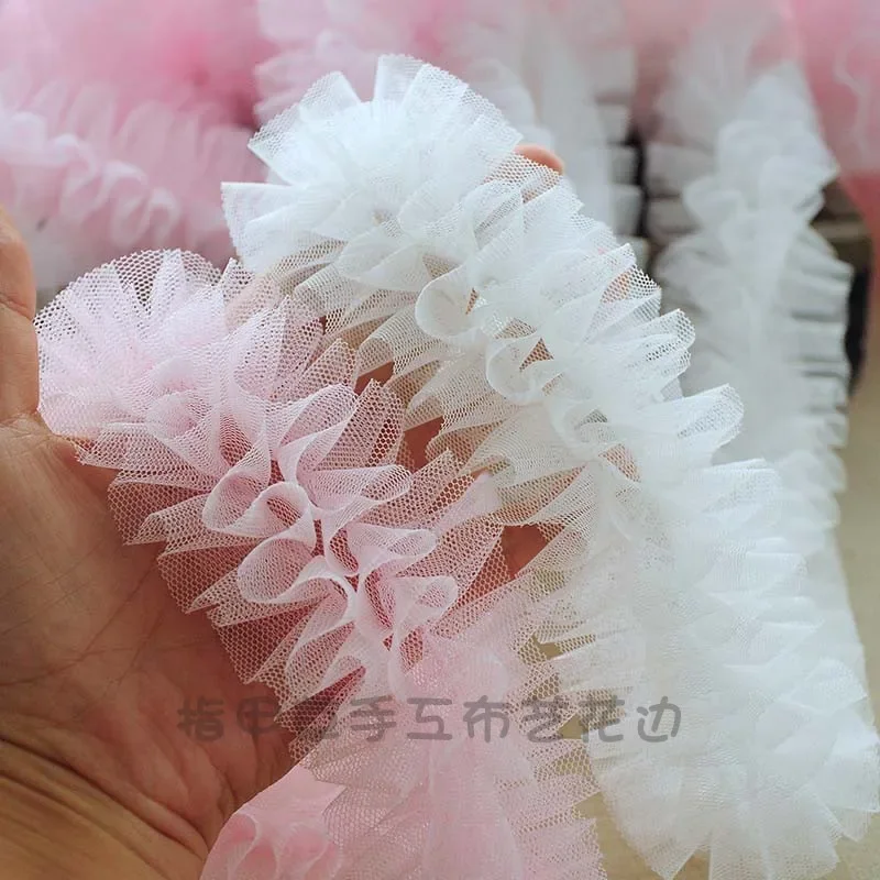 Lace ribbon lace sewing supplies lace sewing accessories lace garment accessories lace accessories lace decoration 1M mesh lace ribbon trims pleated fold mesh tulle sewing DIY crafts baby dress garment ruffle princess cake skirt 6CM