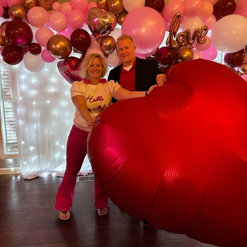 63Inch Giant Love Balloons Aluminum Red Heart Shaped Balloon for Wedding Valentine's Day Birthday Party Decoration Supplies