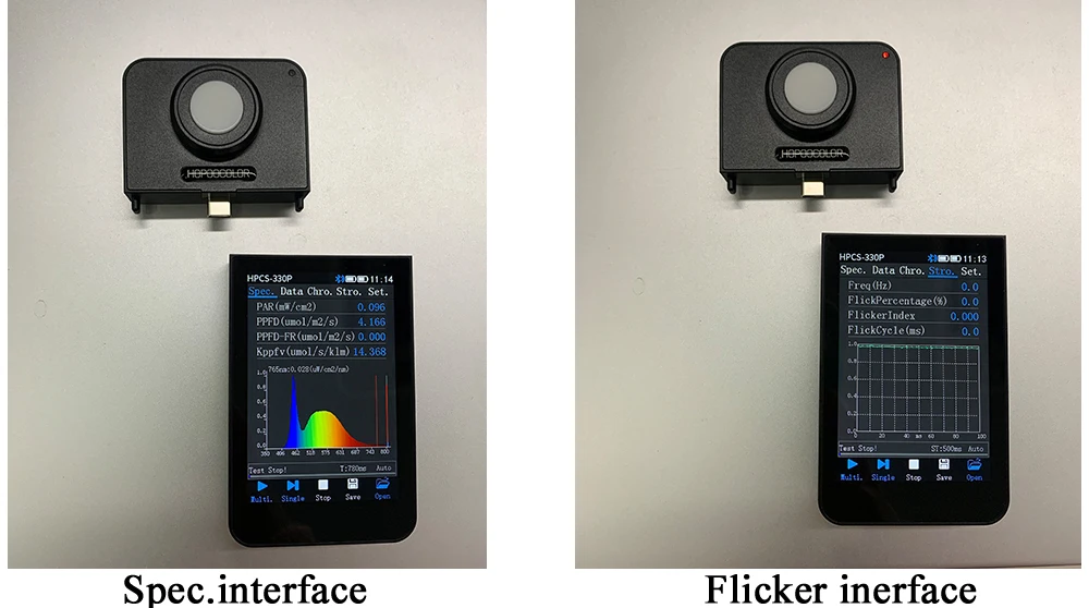 Description Picture 2 of item350-800nm PAR Light PPFD Meter Spectrum CCT CRI Flicker Test Flicker Meter for LED Light HPCS-310P HPCS330P hopoocolor