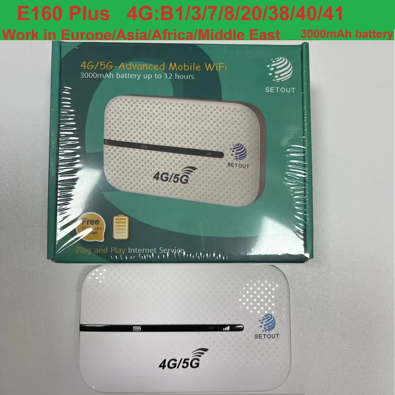 Unlocked setout E160 Plus 4G wifi router 3000mAh battery with sim card slot wireless mobile wifi 4G LTE
